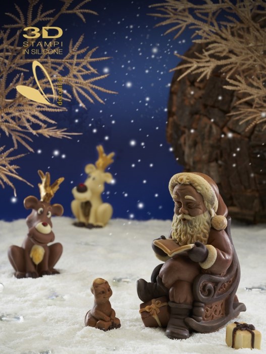 stampo campana di cioccolato decorata 3D Babbo Natale seduto